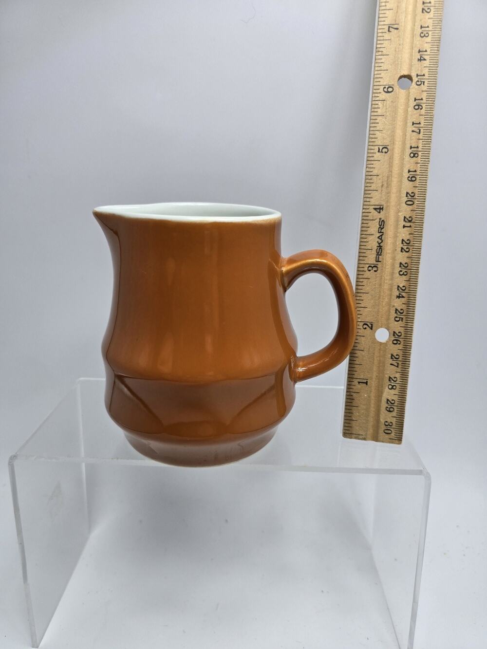 Vintage Orange White Modern MCM Japanese Stoneware Creamer